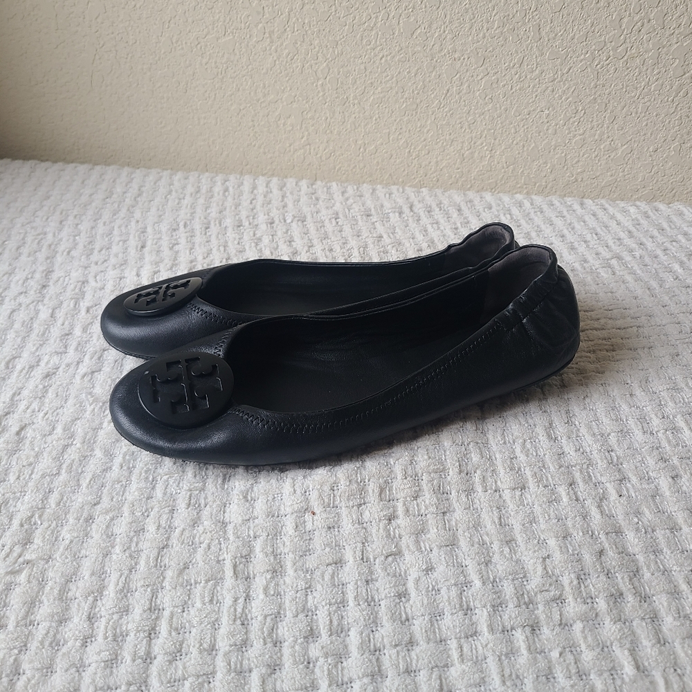 Tory Burch Black Leather Ballet Flats Size 11